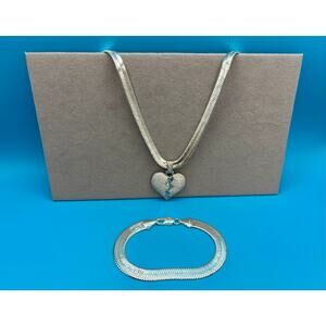 Moissanite Broken Heart Pendant w/ Bonus Necklace & Bracelet